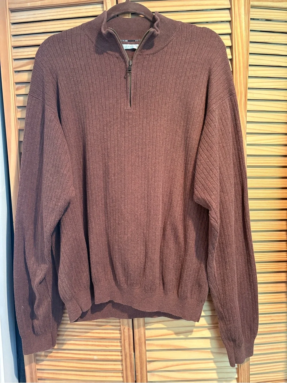 Cutter & Buck Men’s Quarter Zip Ribbed Sweater Preppy Classic Cotton X-Large